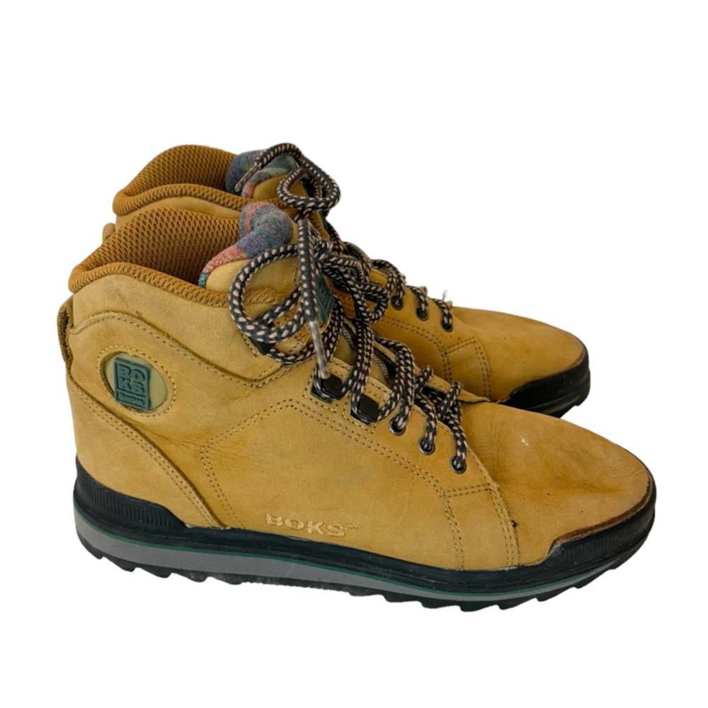 90's Vintage Tan Suede Reebok 'Boks' Lace Up Hiking Boots / Ankle Boot